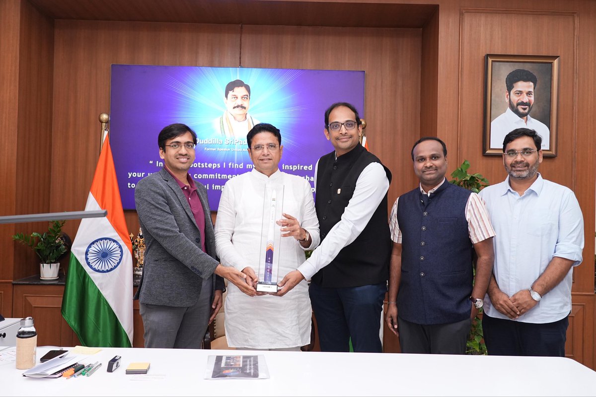 OffDSB's tweet photo. Had a productive interaction with leading SpaceTech companies and startups including Skyroot Aerospace, Dhruva Space, Constelli, TakeMe2Space, Cosmoserve Space, Abyom SpaceTech & Defence, Sanyark Space, XDLINX Space Labs, EON Space Labs, Red Balloon Aerospace, AnduraX, Bluj Aerospace, Apollyon Dynamics and Vassar Labs at the Dr. B.R. Ambedkar Telangana Secretariat.

We discussed how Hyderabad can become the next big growth story in SpaceTech, building on its strong technology ecosystem and talent, while developing the wider ecosystem needed for the sector’s future growth.

Our Government is committed to making Telangana a leading SpaceTech hub in India. We are planning an exclusive Space City at Bharat Future City to bring together companies, startups, research and innovation in the space sector.

@SkyrootA @SkyrootA 

#skyroot #aerospace #spacesector