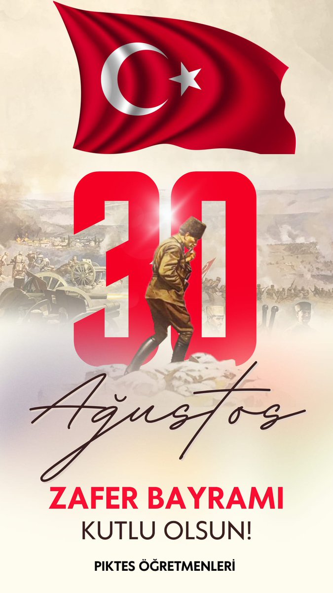 piktesogretmen's tweet photo. Ulusumuzun bağımsızlığını müjdeleyen;
30 Ağustos Zafer Bayramı'nın 104.yıldönümünü kutluyor, başta Gazi Mustafa Kemal Atatürk ve silah arkadaşları olmak üzere tüm şehitlerimizi ve gazilerimizi rahmet,minnet ve şükranla anıyoruz.   

#30AğustosZaferBayramı

#BüyükZafer104Yaşında https://t.co/mGnozhJqzo