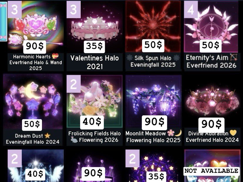 keyyservice's tweet photo. selling royale high halos 💕

paypal • cashapp • zelle • venmo 🌸

dm or follow if interested since comments are off 💌

#RoyaleHigh #RHTrading  #RHTC 
#RoyalehighValks https://t.co/R7mzi6Z2nD