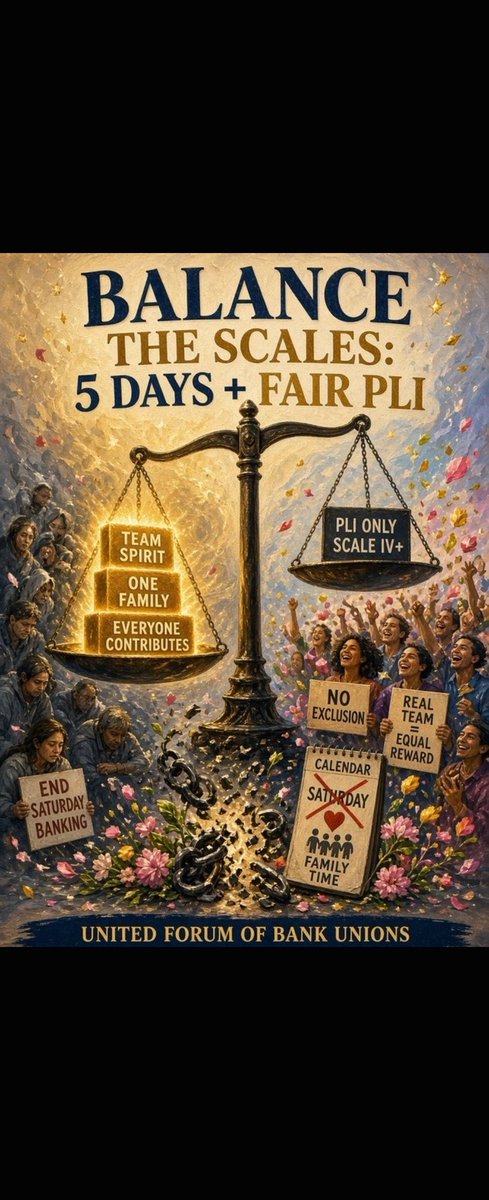 RamuAtikyala's tweet photo. Work-life balance is the foundation of sustainable performance. 5-Day Banking restores that balance. Fair PLI restores trust. Both are essential for a motivated and productive banking workforce.
#5DayBankandFairPLI #5DayBanking #AIBOC #FBOIOA https://t.co/Pu9PaypV6X