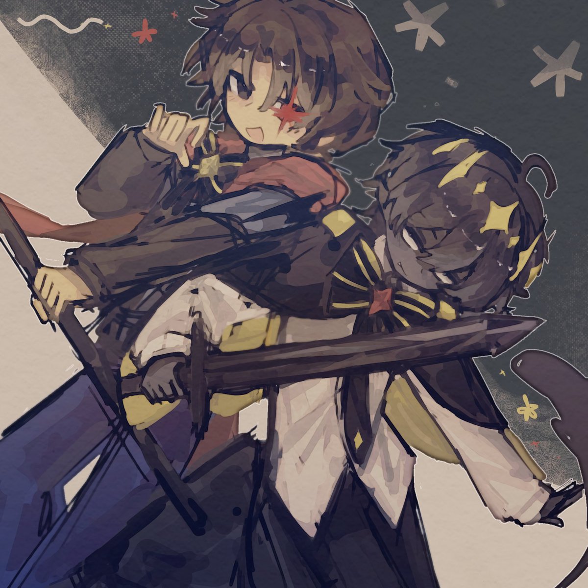 Literxnii's tweet photo. prolly first and last time i drew shieldless duo 
#itsnoobfanart #taimcfanart https://t.co/JujnNaZjwK