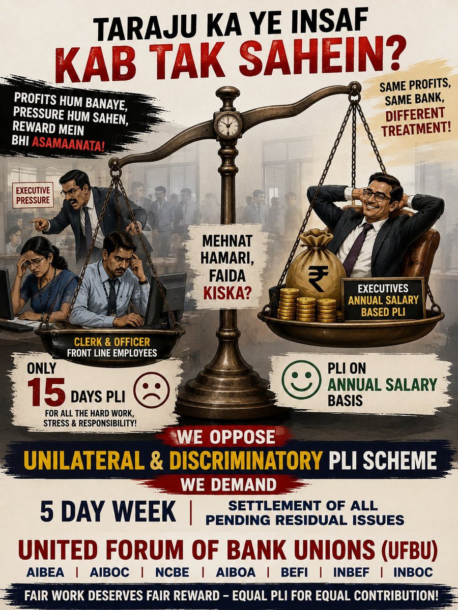 nightvisiondare's tweet photo. "जब हक की बात आई तो आंखें मूंद लीं, अब जब बैंकर्स सड़कों पर उतरेंगे तो हंगामा मत मचाना! ✊
5 Days Banking और समान PLI हमारा अधिकार है, कोई भीख नहीं। बातचीत का समय समाप्त, अब बैंकों में ताले लगेंगे और देशव्यापी हड़ताल होगी! 🔐"#5DayWeekandFairPLI https://t.co/dCQephQ7Nb