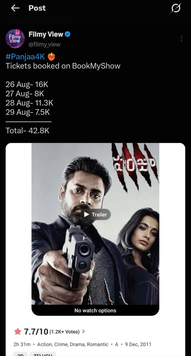 urstruly_msc's tweet photo. Inka 40k bms bookings avvali #panja4k thoni #dookudu4k pre-sales match cheyali ante

Prathi sari laage vilaki esari ticketing partner district app ani DLM eyalsi ostadhemo https://t.co/T3f8AaJCuN