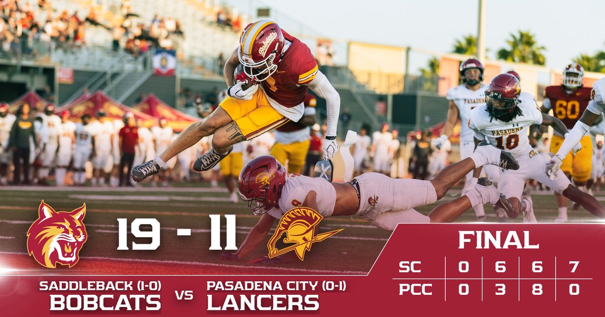 GoSCBobcats's tweet photo. Cats outlast Lancers on opening night.  Read about it at https://t.co/w0s5KErtQx

@Saddleback_FB @scfafootball @3C2Asports @PCCAthletics https://t.co/BZSoUbmbHc