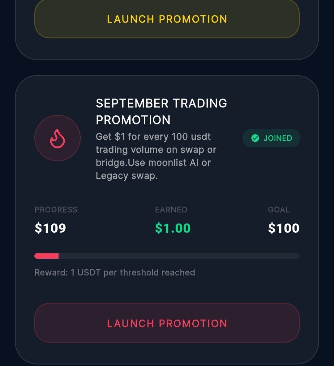 Moon_Scoutt's tweet photo. September trading just got a little more interesting 👀

@Moonlistapp is giving $1 for every 100 USDT in trading volume this month. 🎁

If you’re already trading, might as well make those trades count. ⚡

Registration is live in the app. https://t.co/mCCsQujBTN