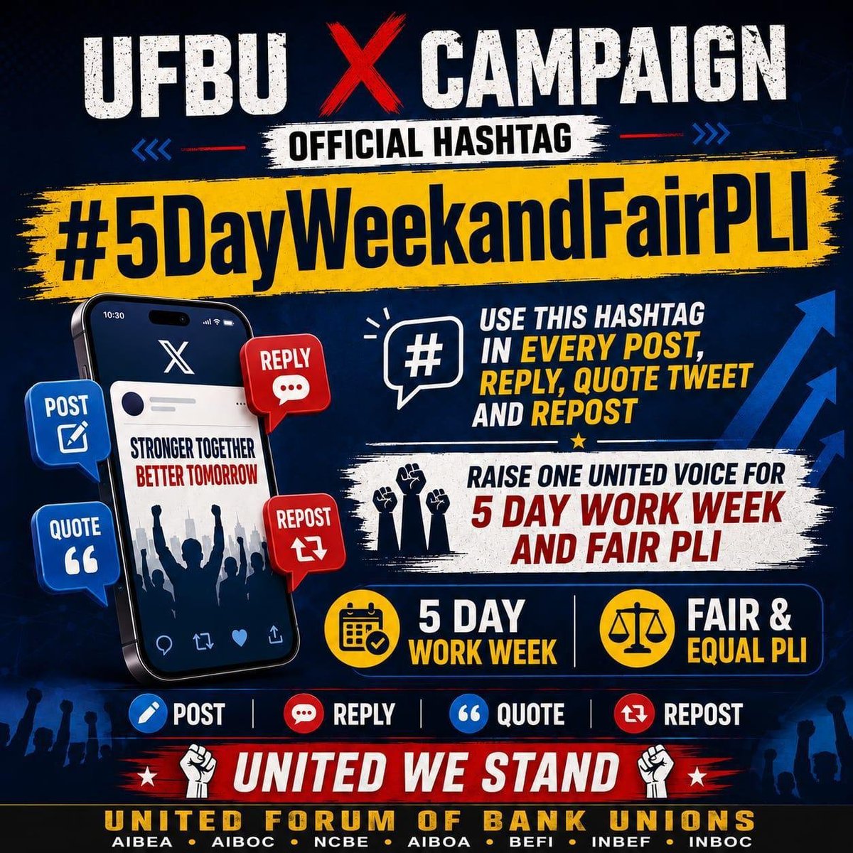Jayant113Kumar's tweet photo. The demand for 5 Days Banking is a demand for a better life for employees.
The demand for Fair PLI is a demand for employees' dignity and equality.
Both demands are legitimate, and the voice for both will be raised.
#5DayWeekandFairPLI https://t.co/7hUPJp5Co5