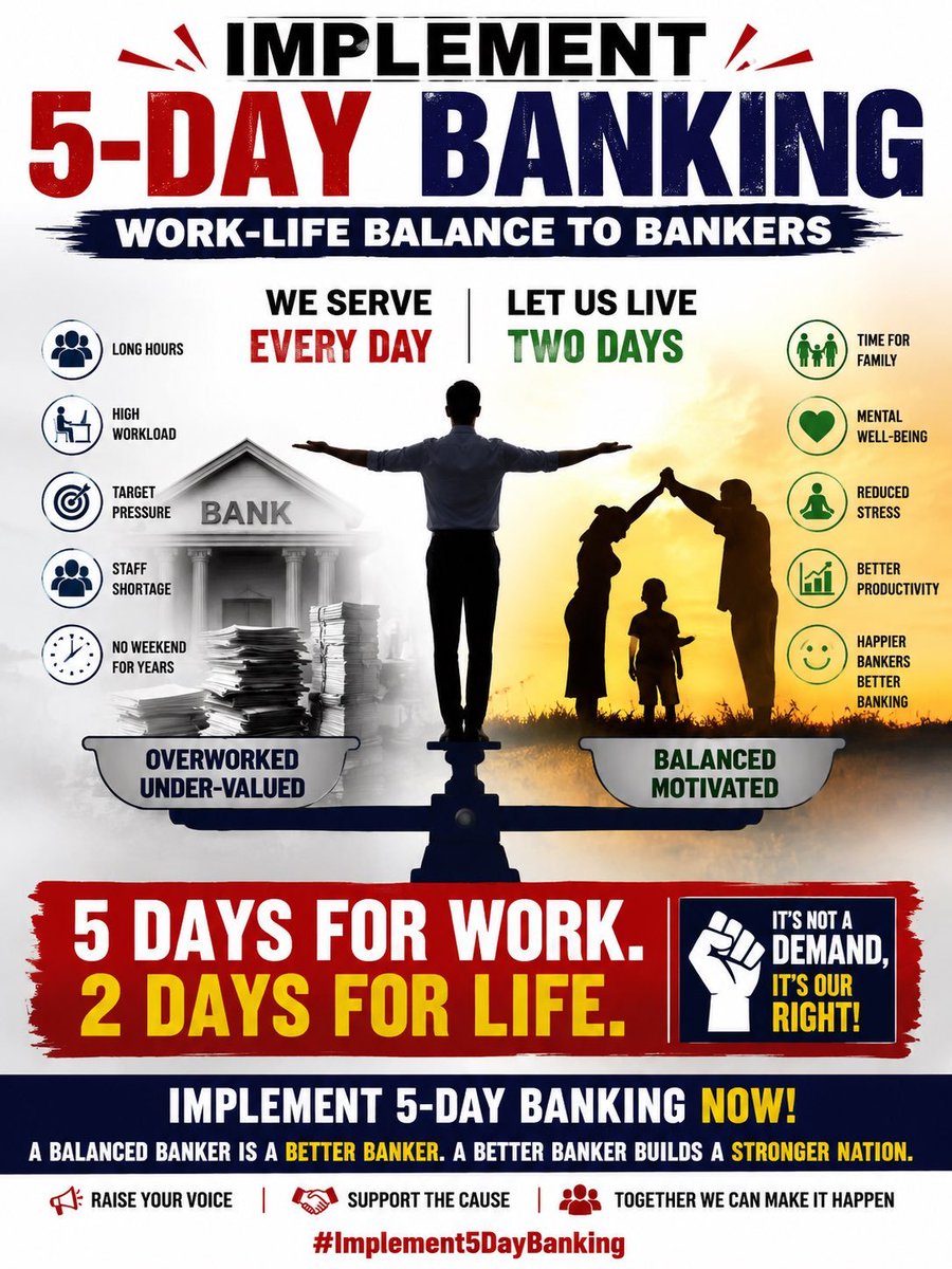 Bhaskar_BOI's tweet photo. Implement 5DayBanking Immediately.
#5DayWeekandFairPLI https://t.co/JB6k8dy8sq
