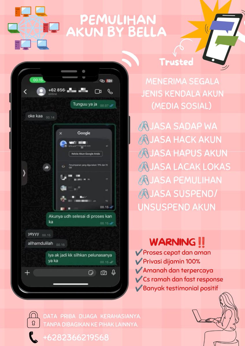 geraibella's tweet photo. Hii siang semua sobat X ✨
open kembali jasa pemulihan akun sosial media by_bellastore 🫶

jasa hapus &amp; pulihkan akun
twitter, tiktok, telegram, youtube, facebook, instagram dll

serta open jasa lacak lokasi , sadap wa &amp; hack akun .

order ? Dm atau whatsapp di bio bella 🫶 https://t.co/Tc1RIXCYFj