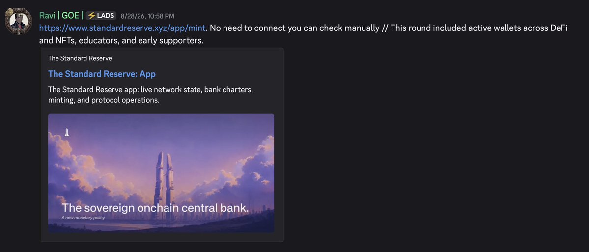NftTcollector's tweet photo. My timeline is full of @standard_rsv right now 

Shared this alpha on @V3LCOR3 2 days ago haha 

Supply: 1,000

You can check it out here: https://t.co/kPyQnpwSZW

The interesting part about Standard Reserve is how the Charter system works 

One Charter lets you open up to 10 Branches and each Branch gives you a share of the protocols Standard issuance......

So basically the more Branches you operate the larger your share.

Want to open another Branch? You pay in solana:2mfyXkzLWBZTVfwZrQwS3Nf1x5Vd59s1fGbRwEFxpump  and 100% of that gets burned. Nothing goes to the team or a founder wallet.

So as the network expands, more solana:2mfyXkzLWBZTVfwZrQwS3Nf1x5Vd59s1fGbRwEFxpump is being taken out of circulation 🔥

Charter = License
Branch = Store