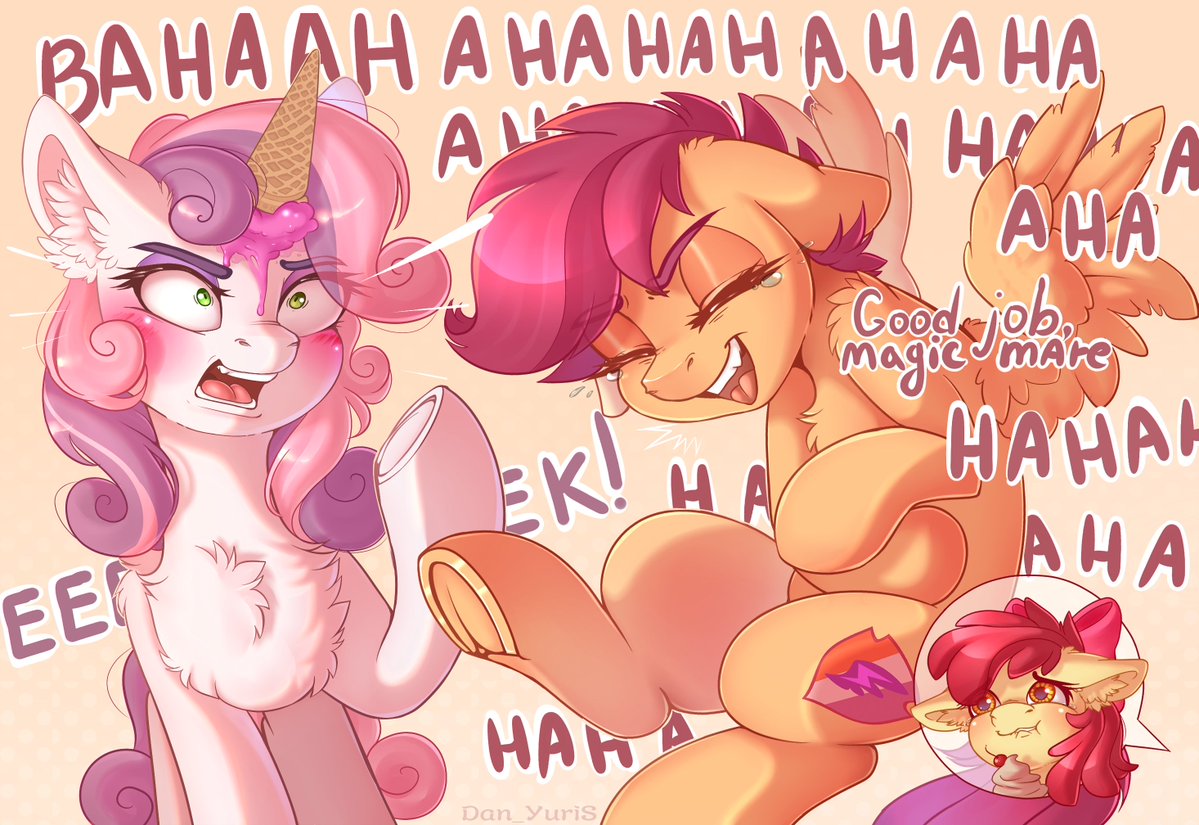 dan_yuris_sfw's tweet photo. [ #mlp #mylittlepony #art #pony #scootaloo #apple_bloom #sweetie_belle #cutie_mark_crusaders #summer ]

Summer's almost over, friends! Did you manage to grab some ice cream? Looks like Sweetie Belle wasn't so lucky XD https://t.co/tQh8wdHhqK
