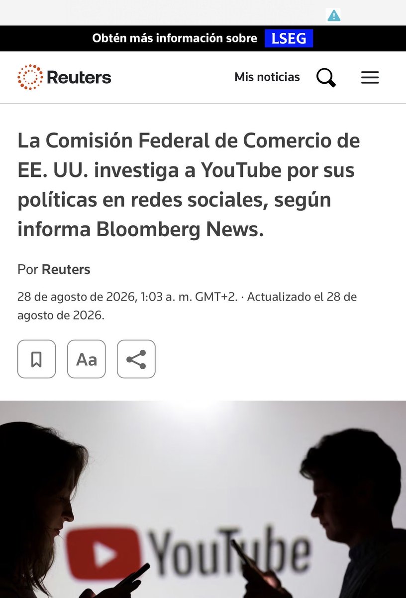 infovlogger36's tweet photo. EEUU ya investiga a @TeamYouTube por la suspensión de miles de cuentas sin justificación, bajo posible engaño a los usuarios con sus políticas. https://t.co/2yZ7G3Xu0Z