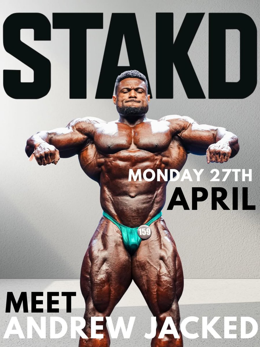 ronaldo_nb's tweet photo. 🔥 ANDREW JACKED LIVE AT LIMITLESS 🔥

Top 3 Mr Olympia &amp; Arnold Classic Champion Andrew Jacked is coming to Limitless Fitness Stirling for a huge STAKD Athlete Event.

📅 Monday 27th April

Get down and meet one of the best bodybuilders on the planet, ... https://t.co/qQsLI7pHz5