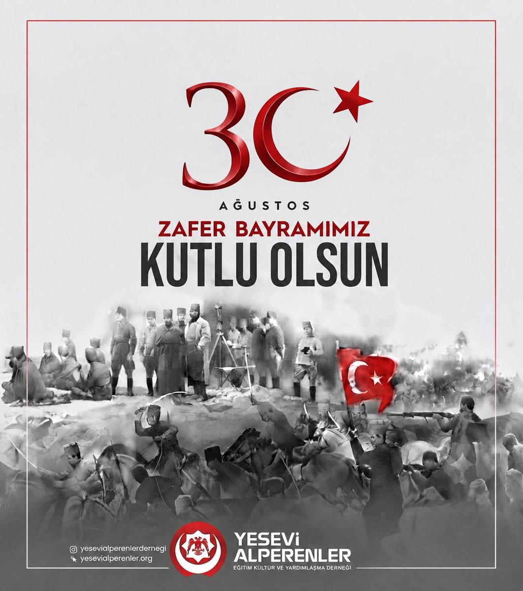 yesevialpern's tweet photo. 30 Ağustos, yalnızca bir askeri zafer değil; bir milletin küllerinden yeniden doğuşunun adıdır. Esaret zincirlerini kırıp bağımsızlık ateşini yakan, iman dolu yüreklerin destanıdır.

Bu zafer; Türk’ün karakterinde var olan özgürlüğün, cesaretin ve Allah’a teslimiyetin en büyük nişanesidir. O gün, imanla şahlanan milletimiz, mazlum coğrafyalara da umut olmuş; “Türk milleti var oldukça, bu topraklar esir edilemez!” haykırışını tarihe nakşetmiştir.

Bugün bize düşen; ecdadın kanıyla yazdığı bu destanı milli şuurla korumak, birlik ve beraberlik içinde geleceğe taşımaktır. Çünkü 30 Ağustos ruhu, sadece geçmişin zaferi değil; yarının da teminatıdır.

Tüm ecdadımızı ve Aziz şehitlerimizi rahmetle, kahraman gazilerimizi minnetle anıyor; kutlu destanın 104. yılında milletimizin 30 Ağustos Zafer Bayramı’nı yürekten kutluyorum.

Kürşat Mican 
Yesevi Alperenler Derneği 
Genel Başkanı