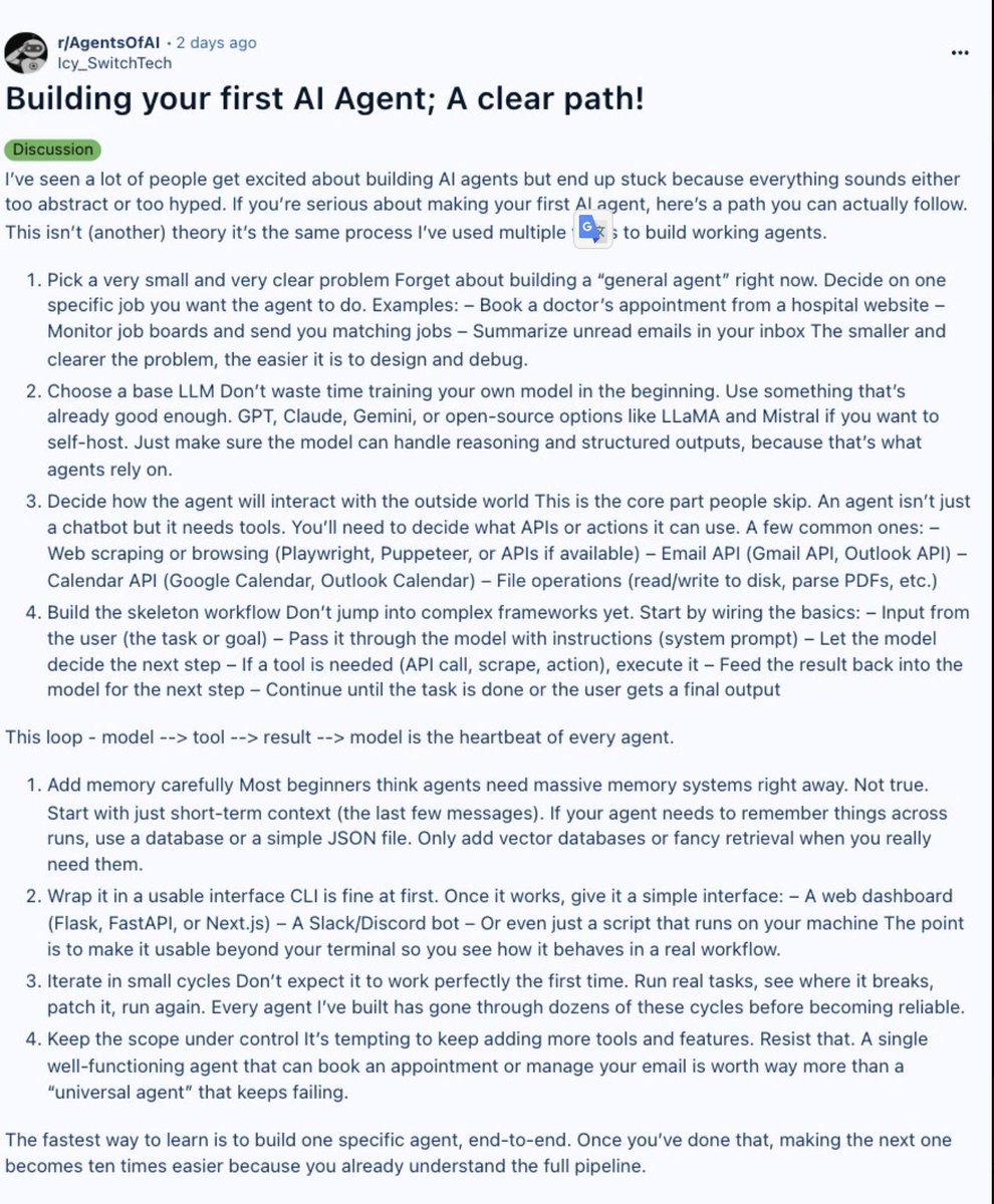 sairahul1's tweet photo. How to build your first AI agent (Full guide) https://t.co/3Z3NJklka3