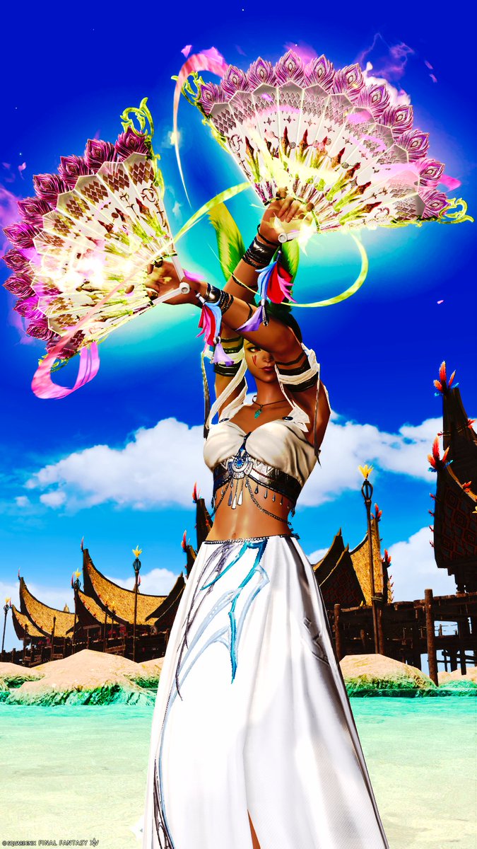someTHINGp_M's tweet photo. 踊り子PW作った
扇なのガチでいいね
#FF14 #ヴィエラ https://t.co/PrO3B00HA2
