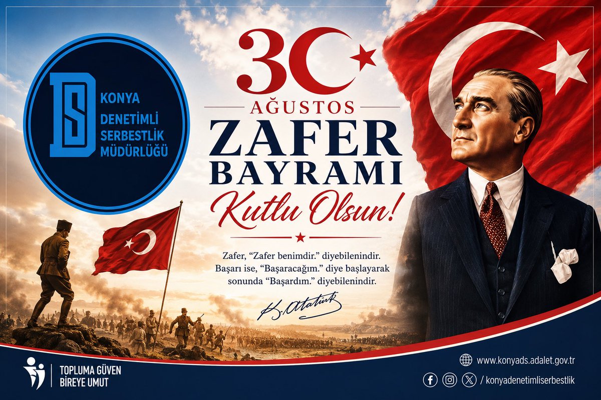 KONYA_DSM's tweet photo. 30 Ağustos Zafer Bayramı Münasebetiyle Seminer Düzenlendi

30 Ağustos Zafer Bayramı’nın anlam ve önemine binaen, Konya Denetimli Serbestlik Müdürlüğü bünyesinde yükümlülülere yönelik seminer düzenlendi.

Selçuk Üniversitesi Öğretim Görevlisi Dr. Nedim Sarıgüzel tarafından
>> https://t.co/fICpPQ1JU6