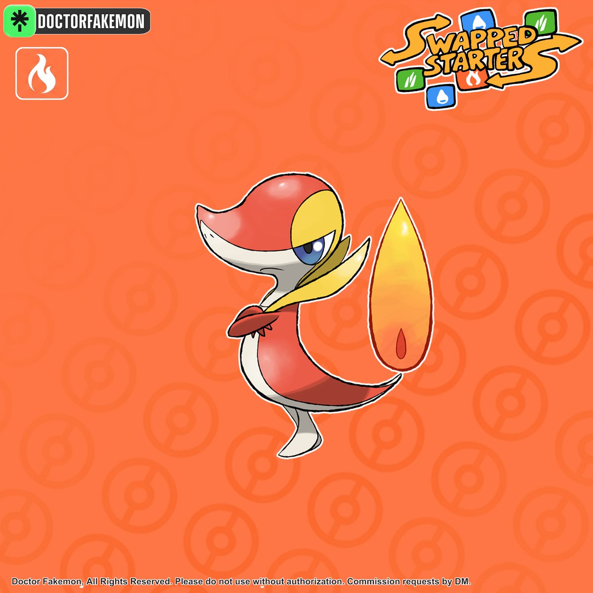 DoctorFakemon's tweet photo. #Swappedstarters
What if Snivy, Servine and Serperior were the Fire-type starter...
#pokemon #fakemon #artwork https://t.co/cyBj92k9l2