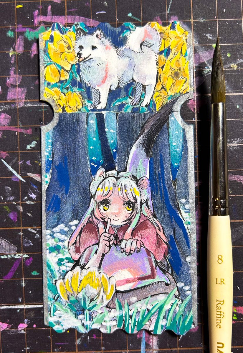 moria739's tweet photo. @TTC33295076 お時間がありましたら、これらの作品を観て頂けたら、嬉しいです😌
チケット風の水彩紙に絵を描きました🖌️
よく見ると点線があり、切り離せるようになっています〜💪 https://t.co/Y66tEoIYa7