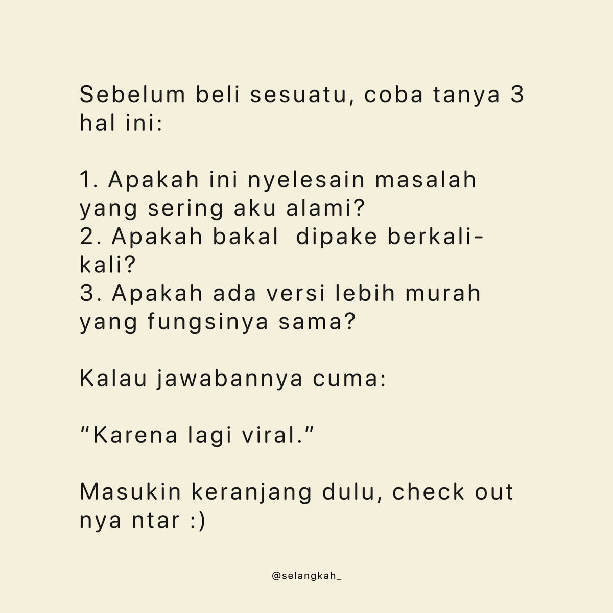 selangkah_'s tweet photo. Biar gak impulsif klo belanja 😇 https://t.co/pvBSr7AMlm