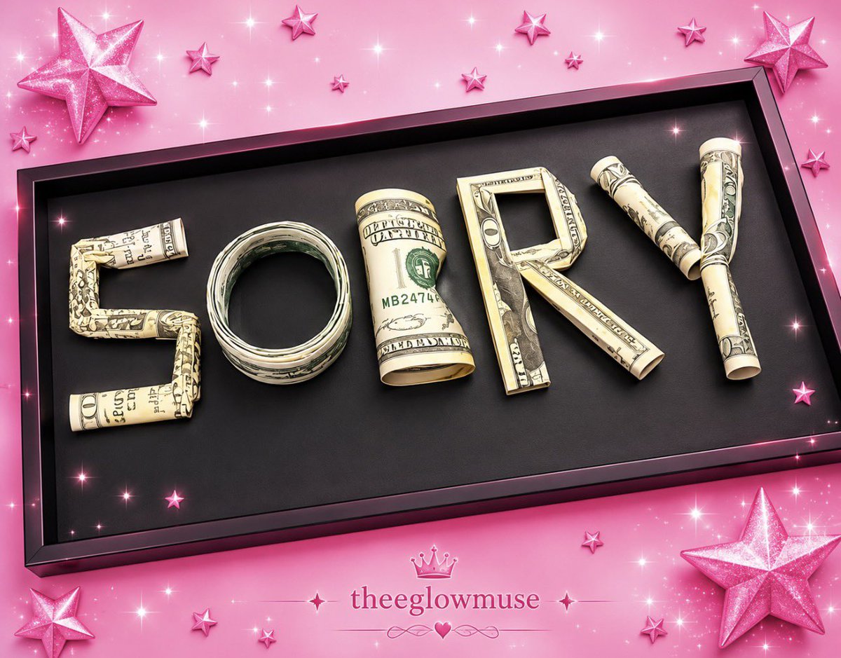 theeglowmuse's tweet photo. I like my apologies in cash, thank you very much https://t.co/Tee7DUEn6W