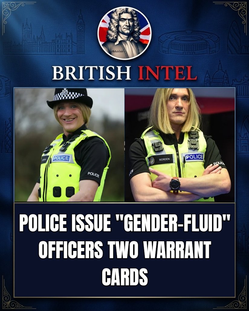 TheBritishIntel's tweet photo. 🚨🇬🇧 POLICE ISSUE "GENDER-FLUID" OFFICERS TWO WARRANT CARDS

Three police forces, Leicestershire, Norfolk and Suffolk, have confirmed they've issued officers more than one warrant card, so they can identify as male one day and female the next.

The warrant card is an officer's official ID, shown before using powers like stop and search. Force policy states gender-fluid officers "may require two warrant cards to reflect their gender on different days."

MPs and campaigners warn it undermines public trust and creates a security risk. It also collides with the Supreme Court ruling that sex means biological sex.

While victims wait hours for a response, this is what parts of British policing are spending their energy on. Priorities utterly lost.