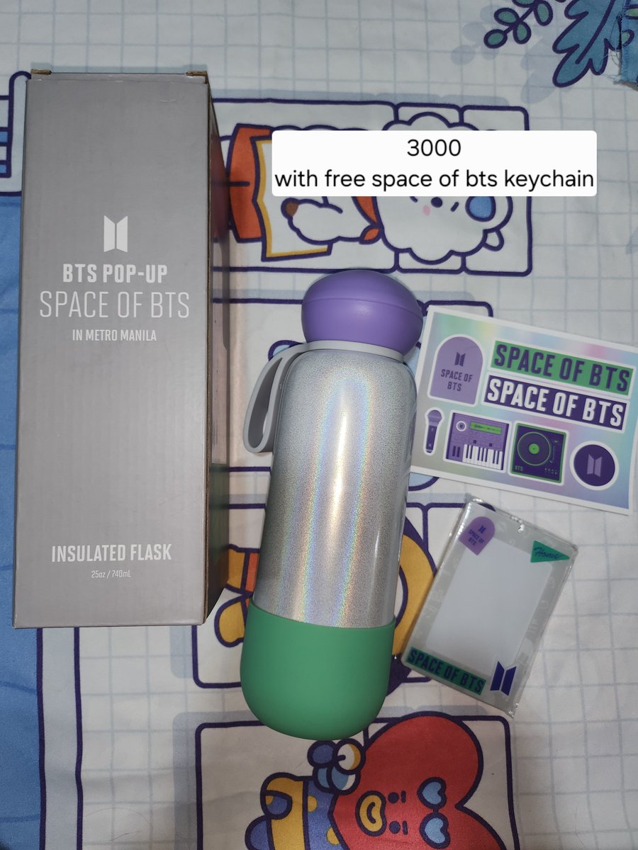 kylamitzie's tweet photo. WTS LFB BTS PH
SPACE OF BTS Sunnies flask

- Never used. No name engraving
- can send more pics/videos
- 3000 (nego)
- with free keychain worth 999
- PAYO only

Ready to ship. This are from my own collection.
Loc : Candelaria Quezon 
MOP : BPI /Gcash
MOD : J&amp;T/LBC https://t.co/hd4ZOKc7dW