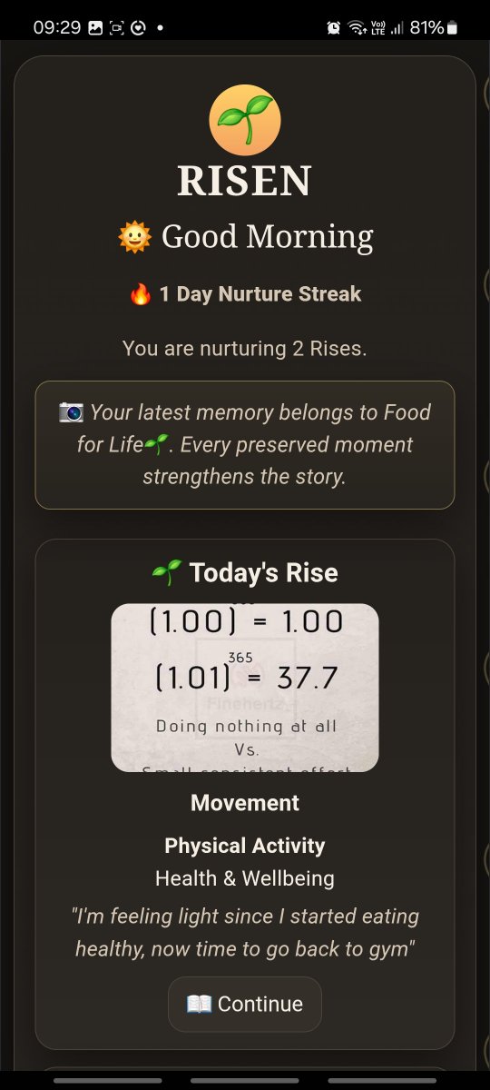 dice_sir's tweet photo. Thanks to @Risen_App I on a 3weeks streak of physical movement. Yesterday I was nurturing 🪴 a rise 🌱 while other were engaged in politics of the centre 😂 https://t.co/FC6mB2ns0j