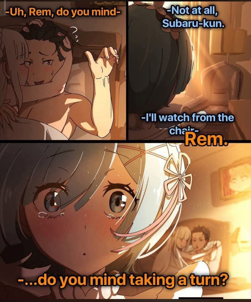 Re_zero_Glazer's tweet photo. Subaru: "Rem wanna switch" https://t.co/GzEPkMzTvg