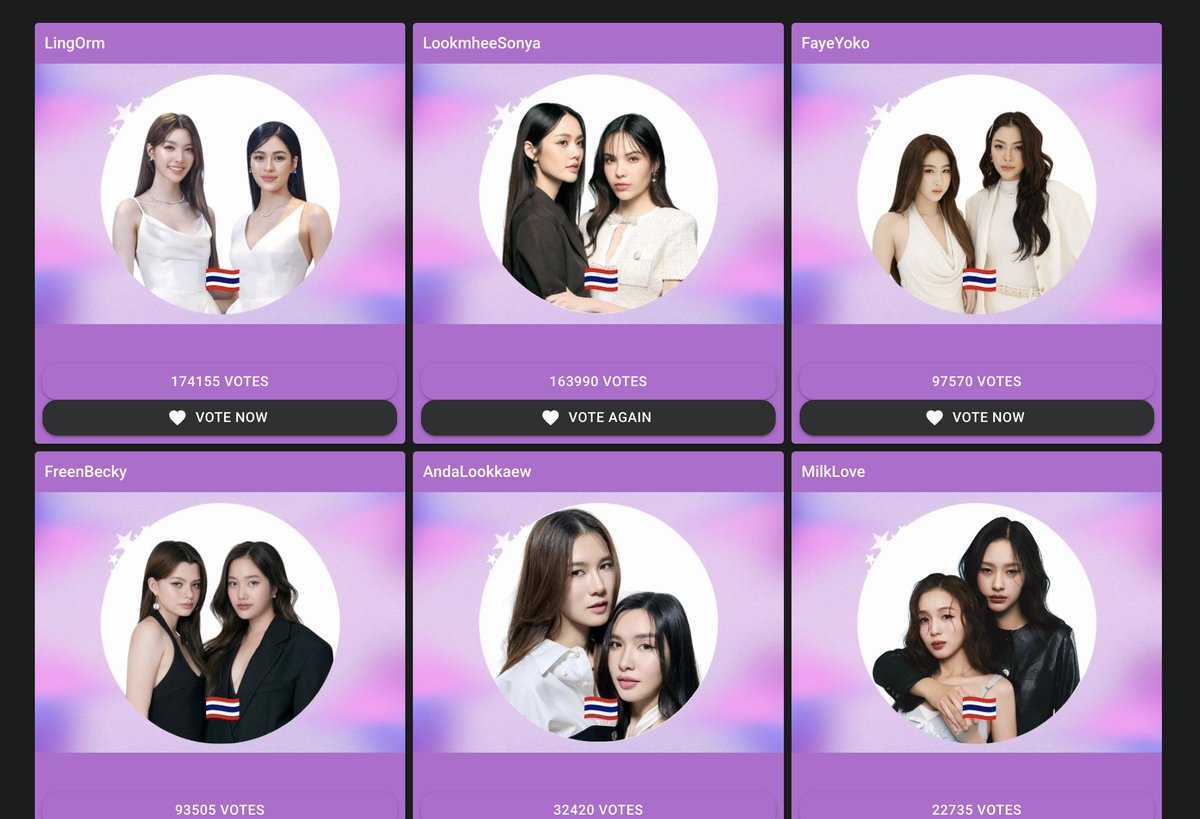 domijeune1's tweet photo. Look, I support other CPs... but we were first, now we're not (2nd) and I don't like that :D let's vote! it's free, no log in is required:

btw you can vote multiple times for free, then it's paid, but I think I could vote like 3-4 times for free.
https://t.co/578FPfh9bH 

#LMSY #ลูกหมีซอนญ่า #AffairTheSeries