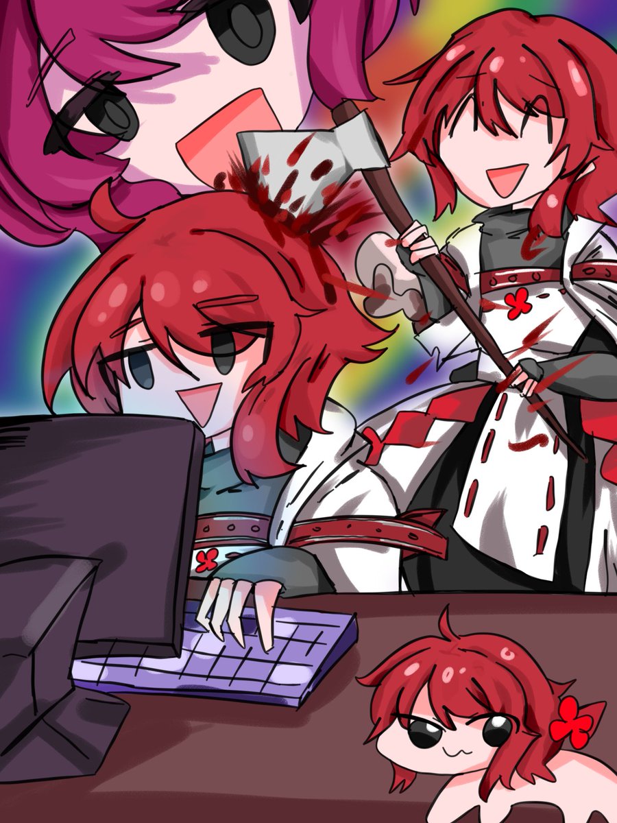 KomeijiLUKA's tweet photo. 我活了過來，於是隨便發點什麼東西
很久以前在LeaF的Breakcore WTF!?bilibili裏千贊的那張圖片是我畫的

以前還畫了許多LeaF的其他圖片，等有時間了全部發出來吧
最喜歡魔女大人了!

#leafbms https://t.co/IuVrBFk0IM