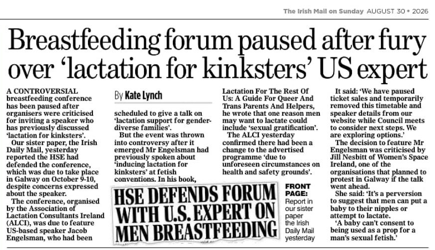 WomensSpaceIre's tweet photo. Thanks for covering this @IrishMailSunday 

@shaunabowerss @eilishor @rteliveline @Toibin1 @UnityakaAontu @kenoflynnTD @rtenews 
@morningireland @RTE_PrimeTime @NTBreakfast @NewstalkFM @drivetimerte @genspect @wicklowwomen4w1 @TheCountessIE https://t.co/PceMssloTF