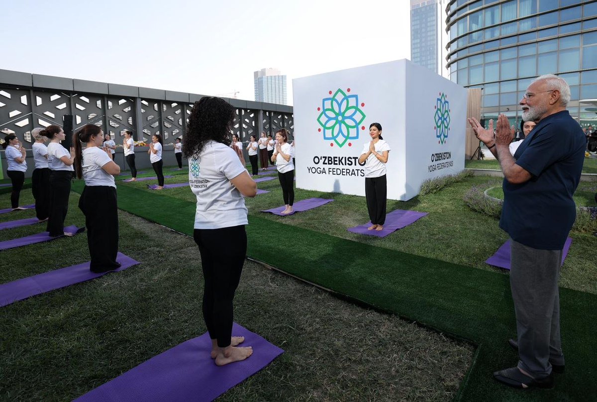 narendramodi's tweet photo. Uzbekistan was a proud participant in the first ever World Yogasana Championship held in Ahmedabad earlier this year. Some of the medalists were also present today. They came back with great memories of India and the Championship.

I commend the Yoga Federation of Uzbekistan for their work towards making Yoga popular.
