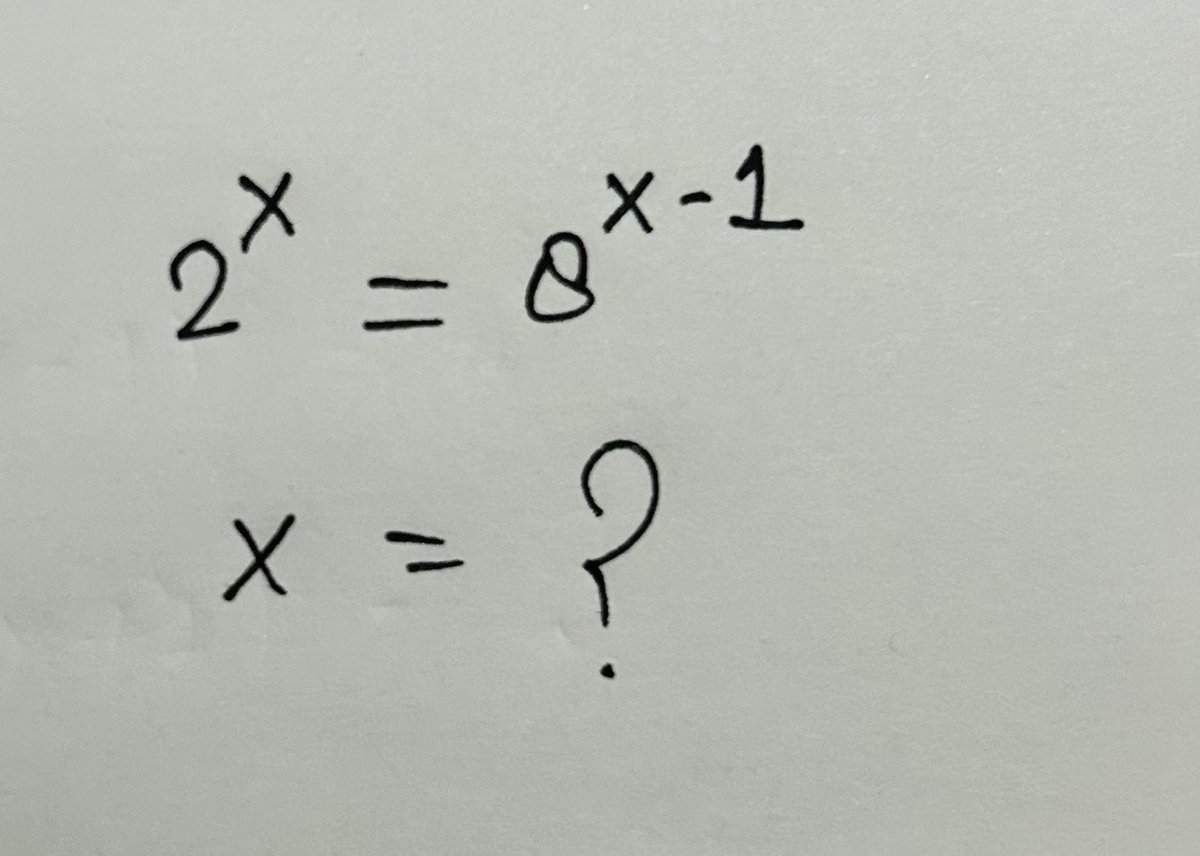 mathtech789's tweet photo. 2^x=8^(x-1)
x=? https://t.co/xYQnyi86mp