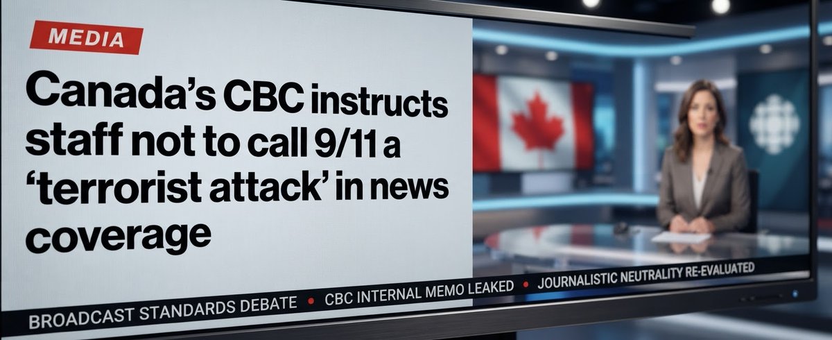 tanpukunokami's tweet photo. What the hell happened to Canada?

CBC actually told its journalists not to call 9/11 a “terrorist attack.”

Nearly 3,000 people murdered.
Planes hijacked.
The World Trade Center destroyed.

And we’re supposed to debate whether the word “terrorism” is appropriate?

If 9/11 doesn’t qualify as terrorism, the word has no meaning anymore.

This isn’t neutrality.
It’s insanity.