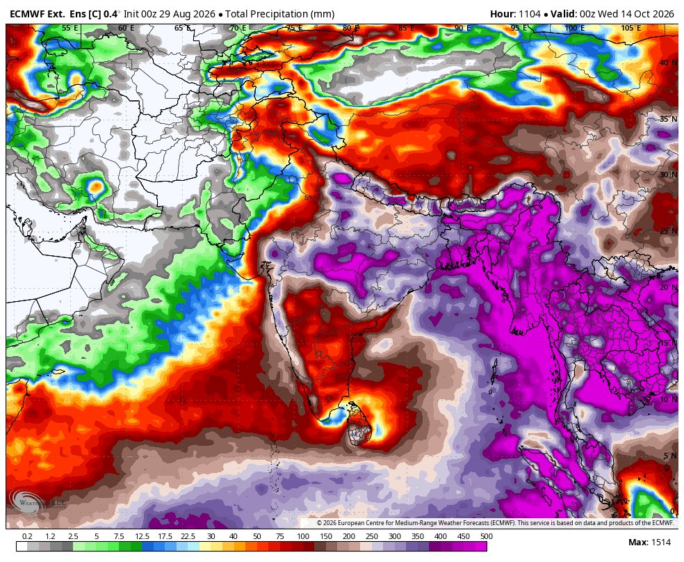 WeatherOfPK's tweet photo. یورپیئن ماڈل ecmwf کی سزنل پیشن گوئی ستمبر سے لے اکتوبر 15 تک۔۔
سندھ جنوبی پنجاب اور ملحقہ انڈین راجھستان میں کم بارشوں کا رجحان جاری رہ سکتا ہے۔۔ 
#ECMWF #Pakistan #India #Monsoon https://t.co/KDPIQvpWmQ