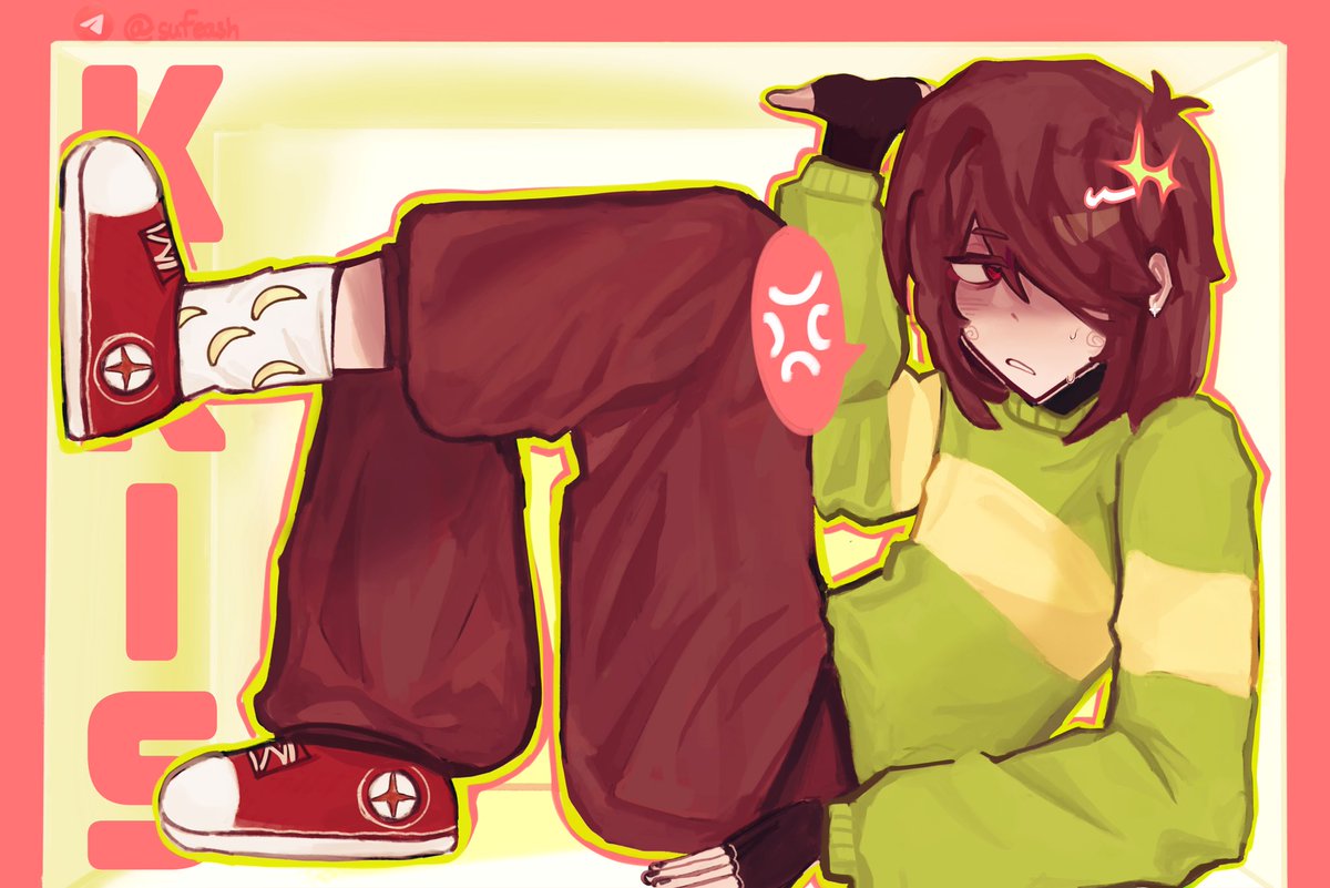 SUFEEEEEESH's tweet photo. this art is kinda old.... 
get the banana ->❤️ 
#deltarune #kris #krisdeltarune https://t.co/5kMKaw3JLe