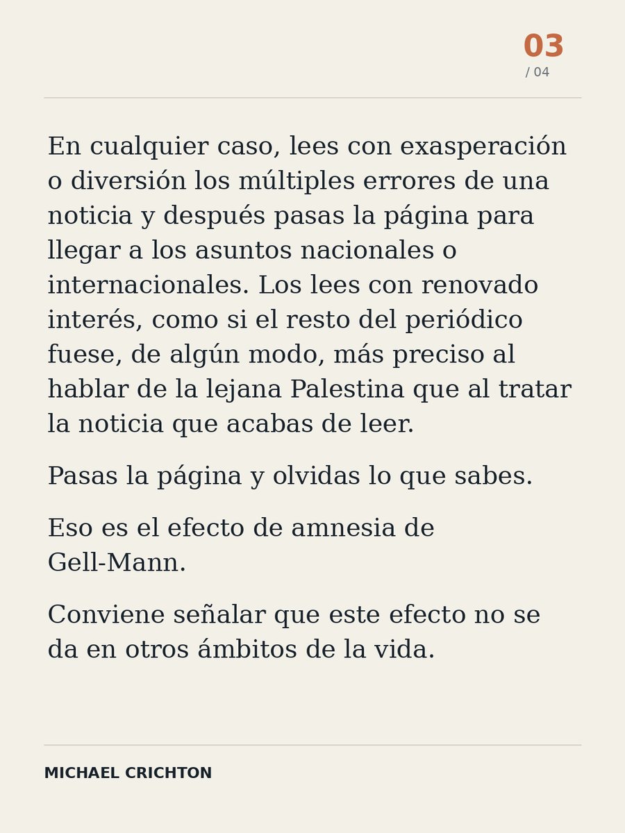 XMihura's tweet photo. esto lo describió muy bien Michael Crichton, lo llamó "Gell-Mann Amnesia effect" https://t.co/QKoiB93G1R