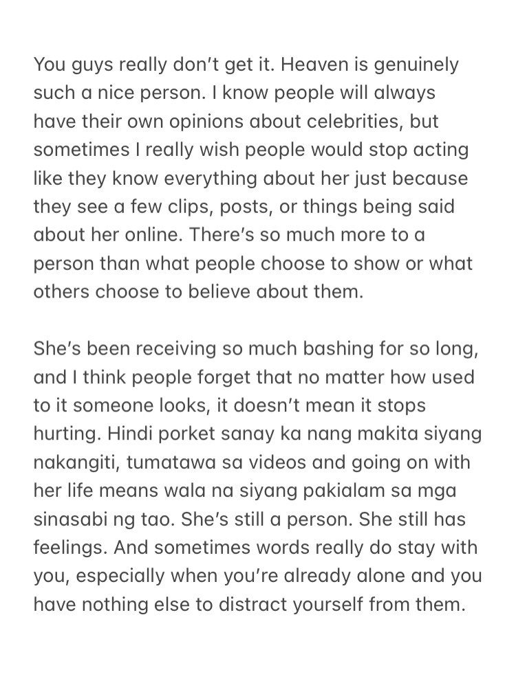 louisenvlr's tweet photo. To those who keep dragging @hperalejo into unnecessary negativity, sana matutunan n’yo din huminto when it no longer serves a purpose. You don’t have to keep proving that you dislike someone. Sometimes, the best response is simply to move on. 🤍

#HeavenPeralejo https://t.co/W1IPTq7B0v