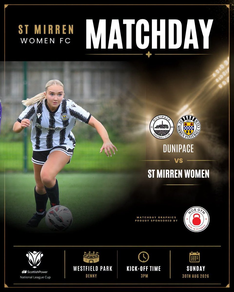 stmirrenwfc's tweet photo. π MATCHDAY | NATIONAL LEAGUE CUP β«βͺ
Itβs cup day for the Saints as we travel to Westfield Park to face Dunipace in the 1st Round of the ScottishPower National League Cup.
β½ Dunipace π St Mirren Women
π Westfield Park
π Kick-off: 3.00pm
COME ON YOU SAINTS!β«βͺ
#CupDay https://t.co/S9NYQ6RCCs