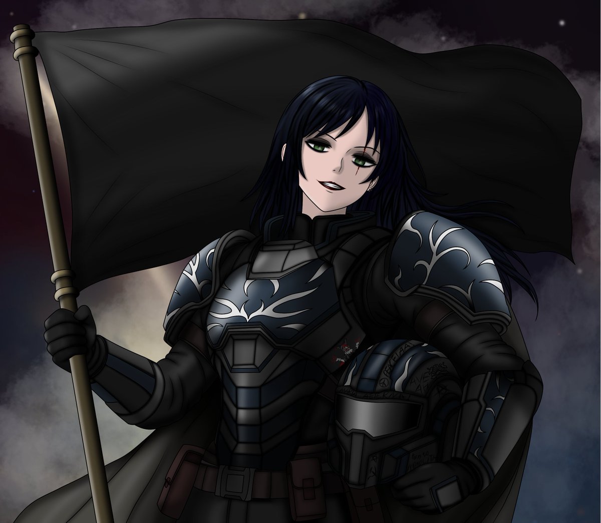 SobStail's tweet photo. Maria Sky in Helldivers style 
#originalcharacter #digitalart #helldivers https://t.co/D2auGKczvI