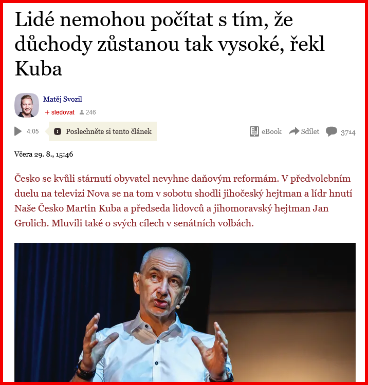 FialovaD's tweet photo. Nehorázné tvrzení. Ještě než vstoupil do voleb, tak se odkopal a podkopal. 

Pan Kuba by si měl vyzkoušet žít ze 20 000,- Kč. Dobře, ve 2 lidech se to dá, ale pokud je někdo sám, tak jsou takové peníze nedůstojné vůči dnešním nákladům. Takových lidí v důchodu je přes 600 tisíc. https://t.co/o4y9HmIve1