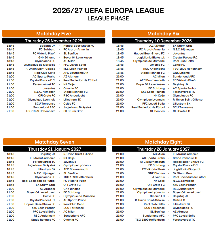 FootRankings's tweet photo. 🚨 Europa League Fixtures are Released!

🗓️ Matchday 1 played on 16-17 September. https://t.co/4PNO0khUMJ
