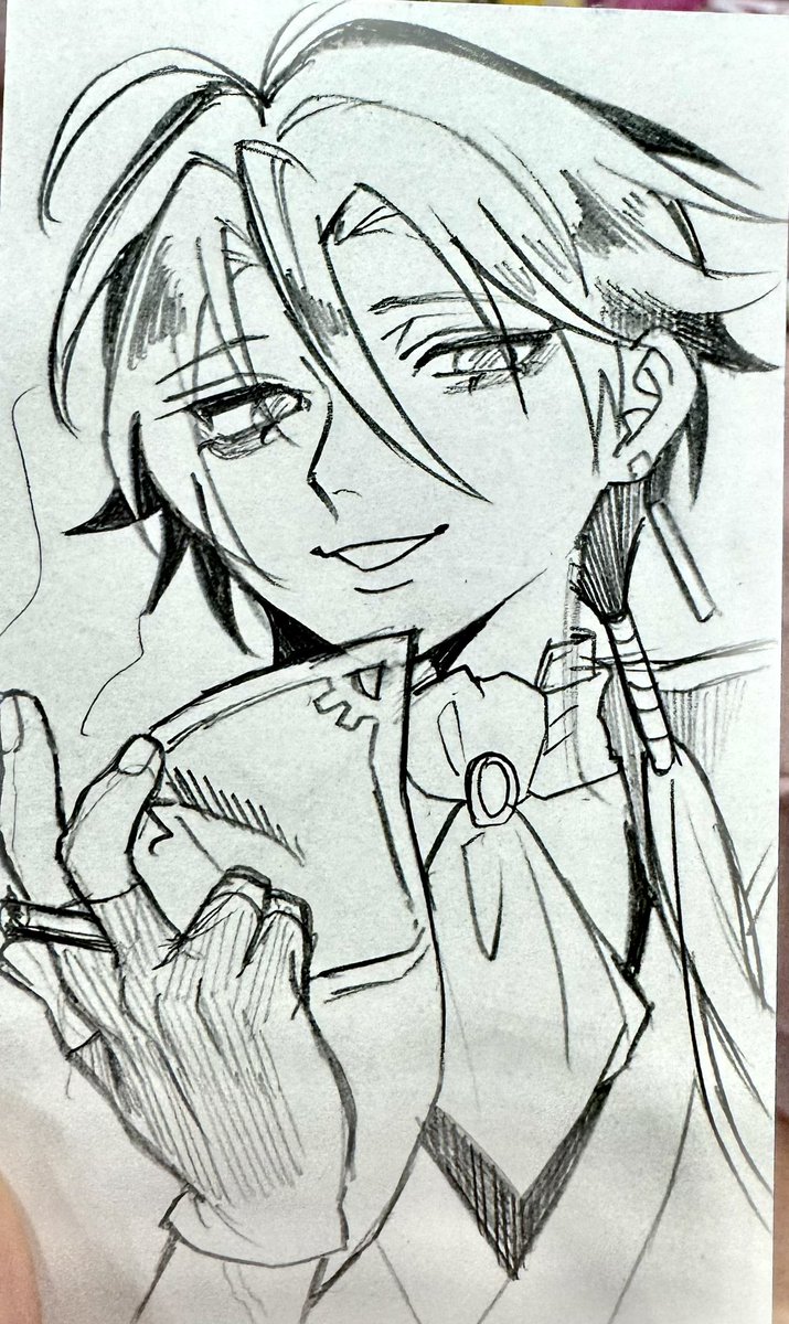 mo_so_ojsn's tweet photo. これは売り子中にぴんくさんのシャーペンを借りて描いたアナログのすけ https://t.co/u5jx4EujKQ