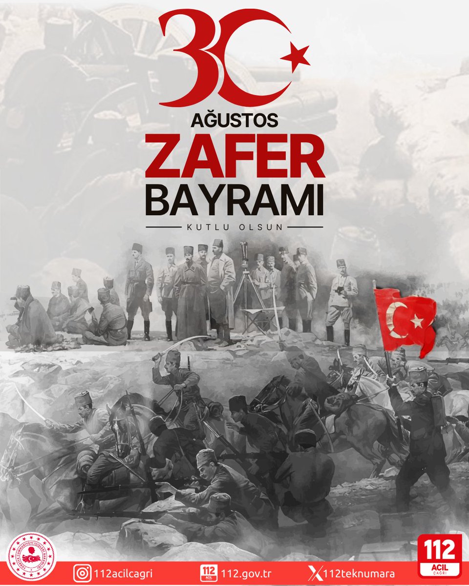 112teknumara's tweet photo. Başta Gazi Mustafa Kemal Atatürk olmak üzere, vatanımız uğruna canlarını feda eden aziz şehitlerimizi rahmet, kahraman gazilerimizi minnet ve şükranla anıyoruz.

30 Ağustos Zafer Bayramımız kutlu olsun. 🇹🇷 https://t.co/sdutcHLm3b