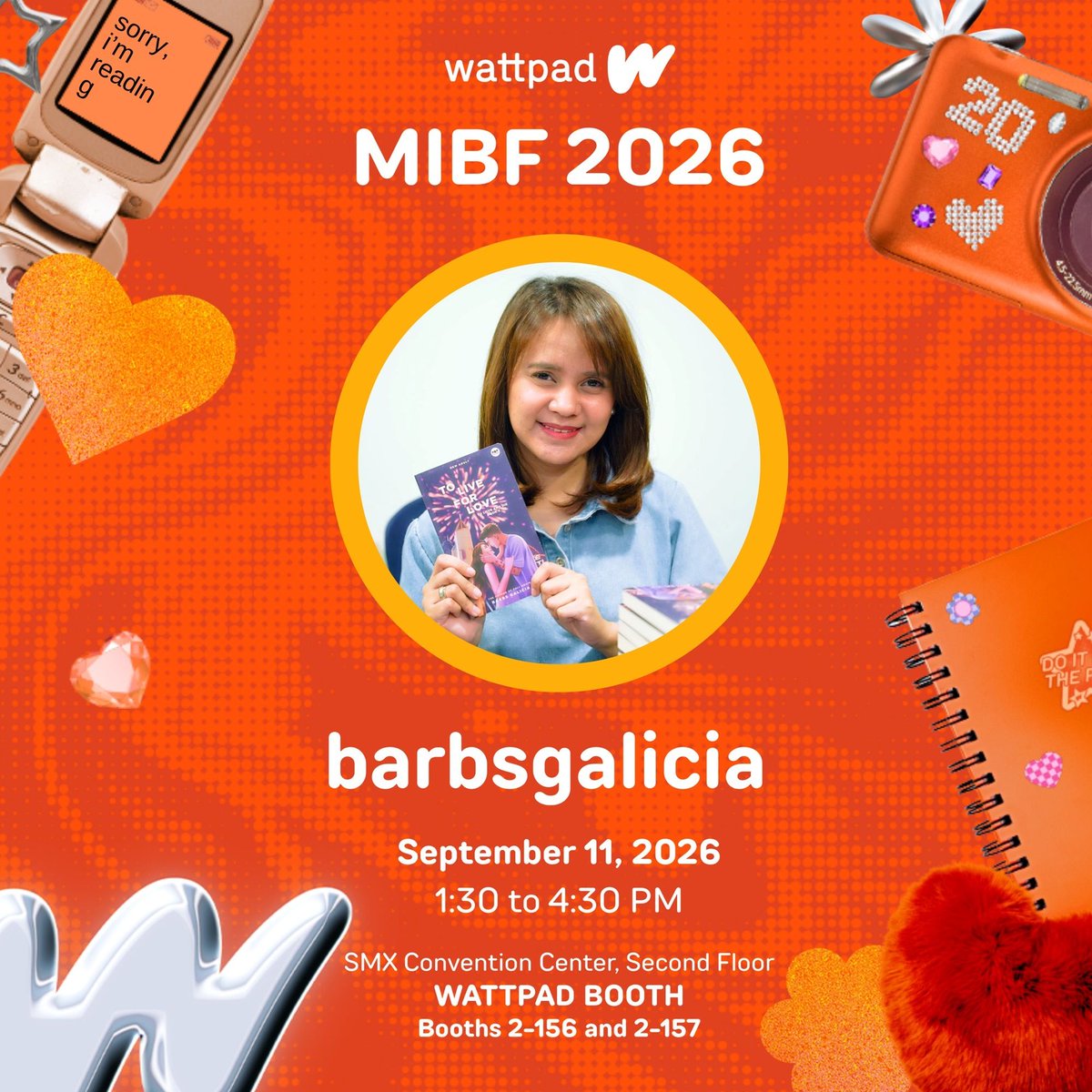 dearbarbs's tweet photo. Me? At the Wattpad booth? 🥹🧡

I’m super happy to be joining my beloved Wattpad at the Manila International Book Fair 2026! Come find me at the booth for a special meet and greet!

📅 Friday, September 11
⏰ 1:30 PM–4:30 PM
📍 Booths 2-156 &amp; 2-157, SMX Convention Center https://t.co/2km502AMMz