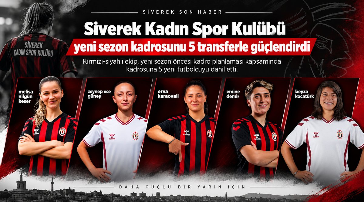 SiverekSonHaber's tweet photo. 📍 Siverek Kadın Spor Kulübü’nden 5 transfer!

Yeni sezon öncesi kadrosunu güçlendiren Siverek Kadın Spor Kulübü, 5 yeni futbolcuyu renklerine bağladı.

⚽ Transferlerin detayları:

https://t.co/gqLDPqUWpf

@TFF_Org @siverekksk https://t.co/ZkVfuFxqNO