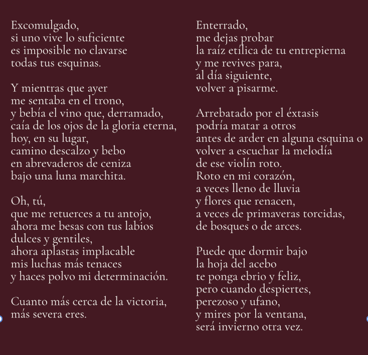jaime_herrero_'s tweet photo. "... ahora me besas con tus labios 
dulces y gentiles,
ahora aplastas implacable
mis luchas más tenaces
y haces polvo mi determinación." https://t.co/dO1Kthtwcc