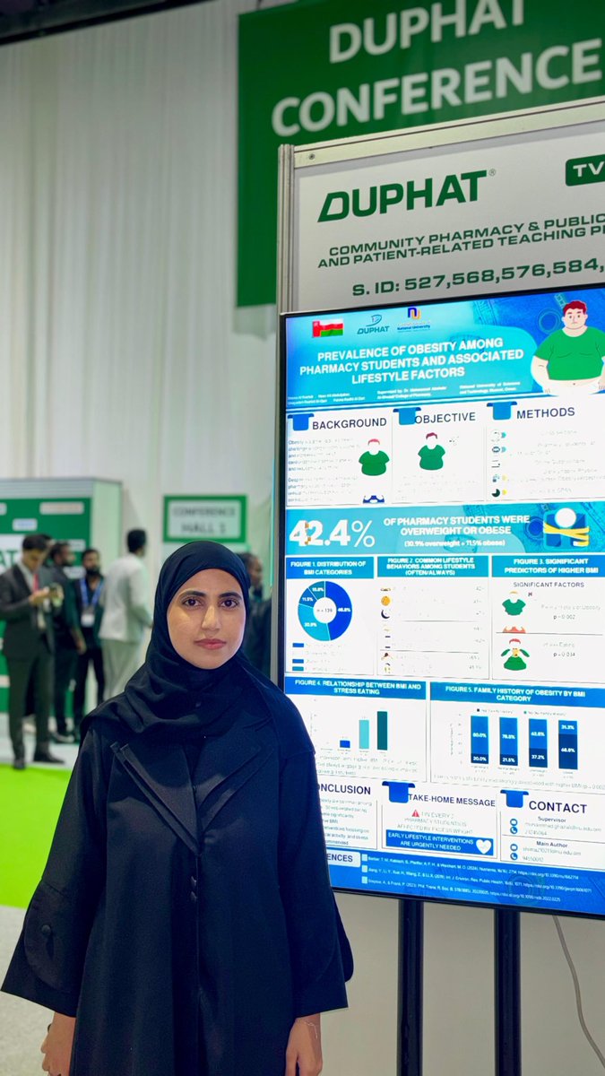 NU_oman's tweet photo. CoP’s participation in DUPHAT provided students with valuable professional development opportunities, exposure to current trends in pharmacy practice, and a platform to disseminate their research findings. https://t.co/ss6PmjrWsO