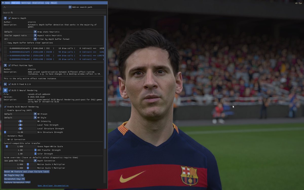2oon97's tweet photo. Lionel Messi - DLSS 5 on FIFA 16
NR OFF vs NR Default vs NR Natural vs NR Cinematic
#DLSS5 #FIFA16 https://t.co/Vr91ajQhiV