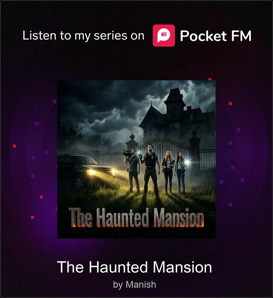 2005sethi's tweet photo. Hey! Great news... मेरी series, The Haunted Mansion, अब Pocket FM app पर LIVE है
यह छोटी-सी success आपके साथ share करना चाहता/चाहती हूँ!
मेरी series अभी check करें 👉 https://t.co/Jlshf6aSOt https://t.co/cMAS4isU6q